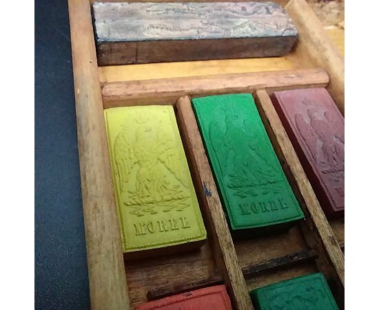 Rara antica scatola da  pittore con colori ad acquerello, epoca Napoleone III, fine 800