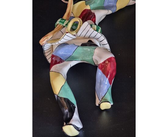 Pair of polychrome ceramic sconce-sculptures, Venice, signed Orosa (San Polo), mid 20th century