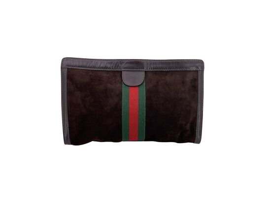 GUCCI Pochette Vintage in Camoscio Col. Marrone M