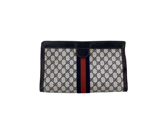 GUCCI Pochette Vintage in Tela Col. Blu Ophidia M