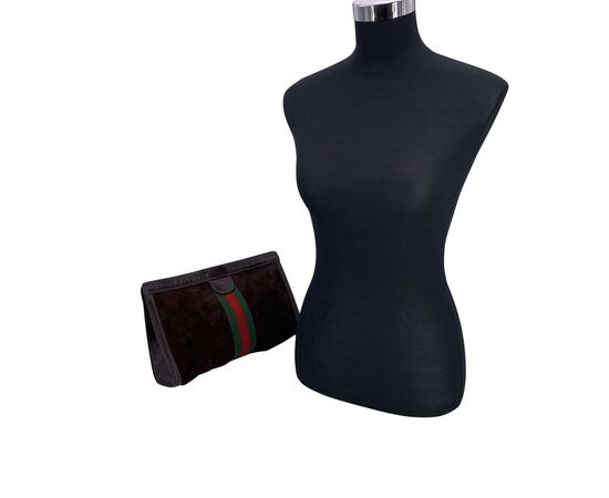 GUCCI Pochette Vintage in Camoscio Col. Marrone M