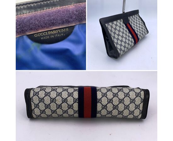 GUCCI Pochette Vintage in Tela Col. Blu Ophidia M
