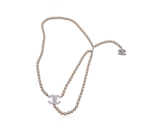 CHANEL Collana in Perle Col. Argento CC
