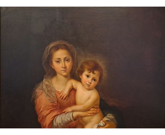 VERGINE CON BAMBINO - BARTOLOME' ESTEBAN MURILLO COPIA DA - XIX SEC.