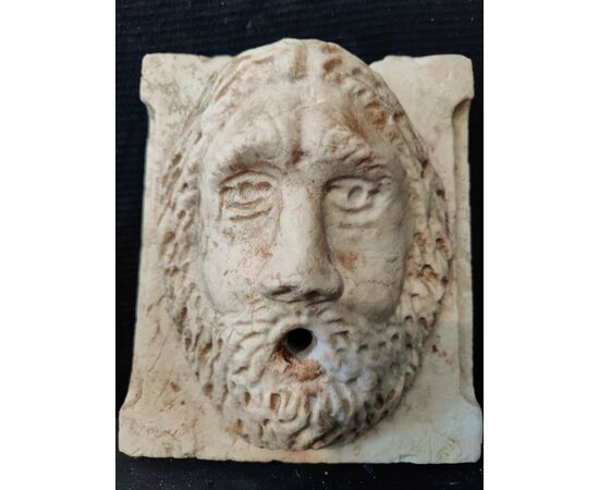 Raffinato lavandino in marmo Rubbio finemente decorato con mascherone - 64 x 42 cm