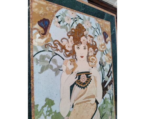 Bellissimo pannello Art Nouveau in marmi policromi - 179,5 x 80,5 cm