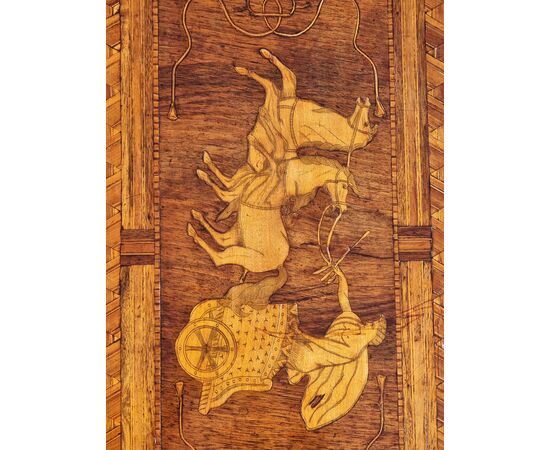 Tavolino a vela intarsiato, bottega di Rolo (Emilia), seconda metà dell’Ottocento