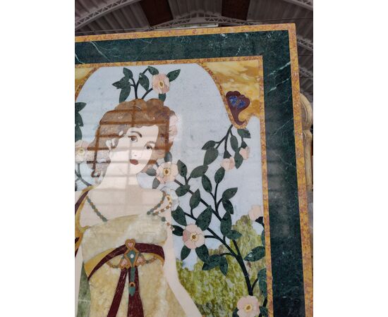 Raffinato pannello in marmi policromi - Art Nouveau - 179,5 x 80,5 cm