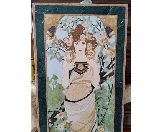 Bellissimo pannello Art Nouveau in marmi policromi - 179,5 x 80,5 cm