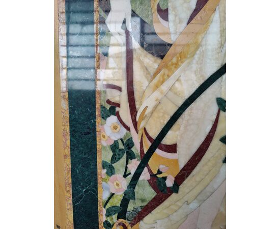 Raffinato pannello in marmi policromi - Art Nouveau - 179,5 x 80,5 cm