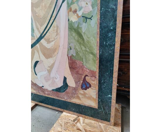 Bellissimo pannello Art Nouveau in marmi policromi - 179,5 x 80,5 cm
