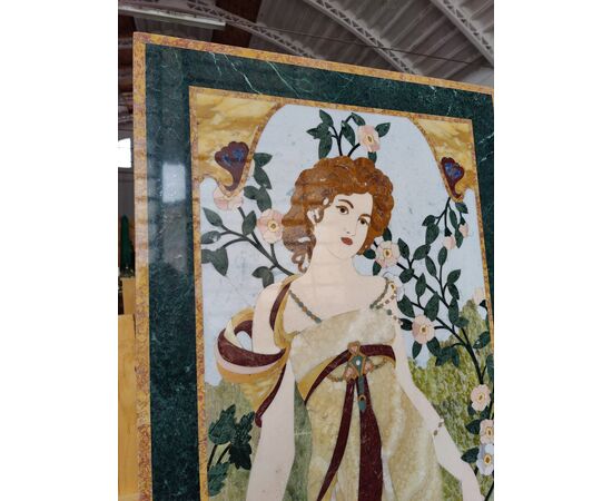 Raffinato pannello in marmi policromi - Art Nouveau - 179,5 x 80,5 cm