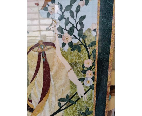 Raffinato pannello in marmi policromi - Art Nouveau - 179,5 x 80,5 cm