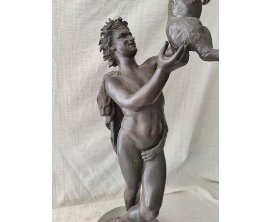 Meravigliosa scultura raffigurante Satiro con capretta - H 68 cm