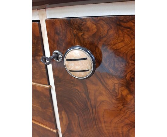 DECO SIDEBOARD COVERED IN WALNUT AND ORIGINAL PARCHMENT 1930-40