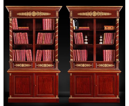 Coppia di librerie in mogano, Francia