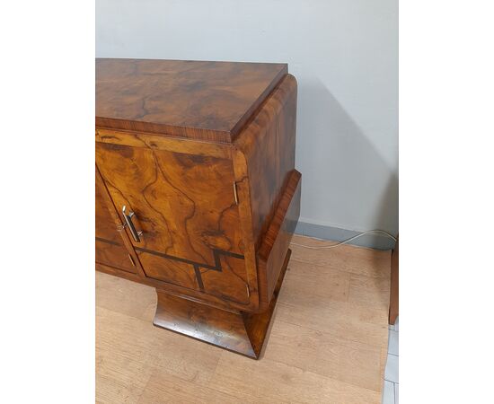 Small original Art Deco walnut and rosewood sideboard from 1930