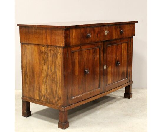 Antique Empire style walnut credenza - Italy, 19th century, Bologna