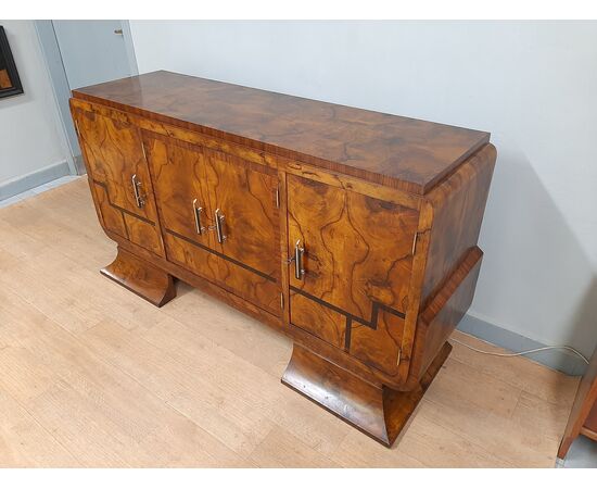 Small original Art Deco walnut and rosewood sideboard from 1930