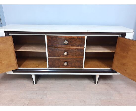 DECO SIDEBOARD COVERED IN WALNUT AND ORIGINAL PARCHMENT 1930-40