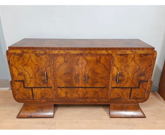 Small original Art Deco walnut and rosewood sideboard from 1930