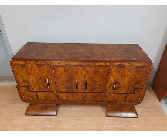 Small original Art Deco walnut and rosewood sideboard from 1930