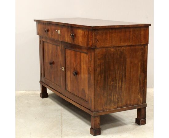 Antique Empire style walnut credenza - Italy, 19th century, Bologna