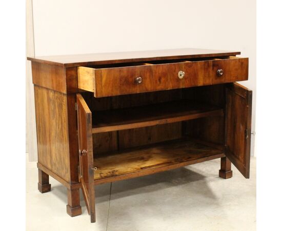 Antique Empire style walnut credenza - Italy, 19th century, Bologna