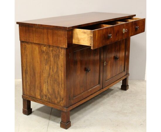 Antique Empire style walnut credenza - Italy, 19th century, Bologna