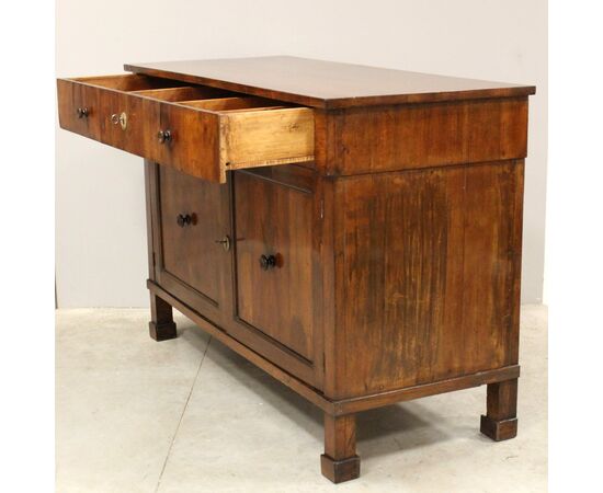 Antique Empire style walnut credenza - Italy, 19th century, Bologna