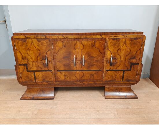 Small original Art Deco walnut and rosewood sideboard from 1930