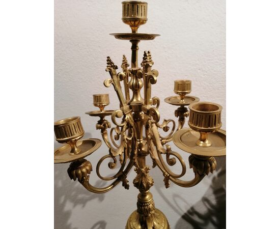 Gilt bronze clock and candelabra triptych, France, second half of the 19th century