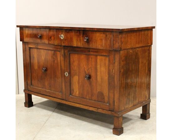 Antique Empire style walnut credenza - Italy, 19th century, Bologna