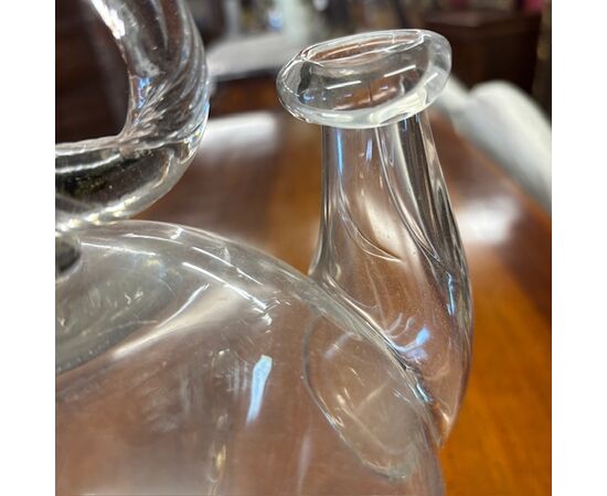 Antique 18th-century blown glass holy water pitcher. Dimensions H 32 W 23.