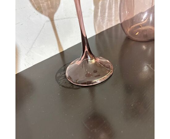 Antique Tritico in amethyst rose glass, 1920, Zecchin – Cappellin manufacture, Murano Venice.
