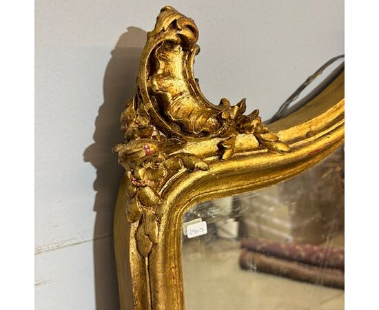 Antique Louis XVI mirror, early 1900s, French gilded beveled mirror. Measures 156 x 100 cm
