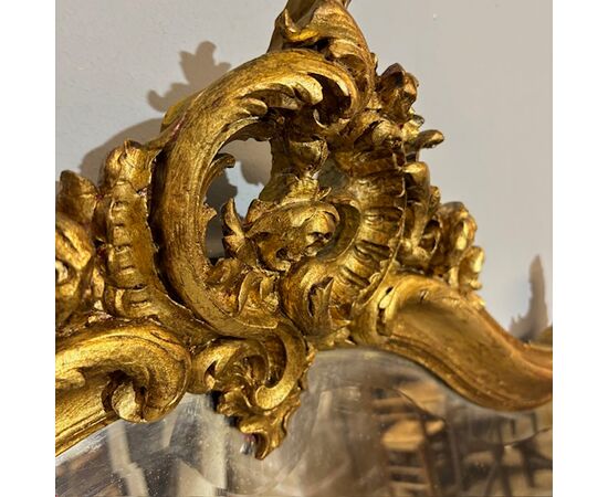 Antique Louis XVI mirror, early 1900s, French gilded beveled mirror. Measures 156 x 100 cm