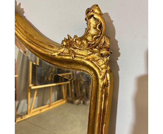 Antique Louis XVI mirror, early 1900s, French gilded beveled mirror. Measures 156 x 100 cm