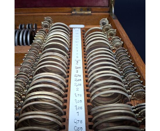 Antique optician's trial lens set, Emil Bush, circa 1900.