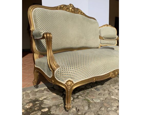 Carved and gilded wooden living room set. France, 19th century.