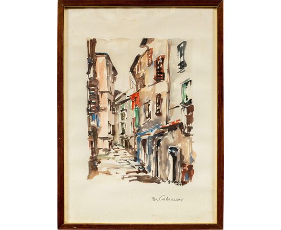 Trieste painter (dated 1959) - Via dei Cavazzeni in Trieste. Trieste painter (dated 1959) - Via dei Cavazzeni in Trieste.