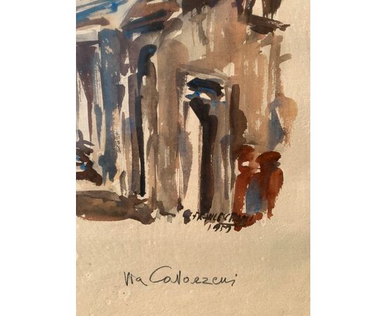 Trieste painter (dated 1959) - Via dei Cavazzeni in Trieste. Trieste painter (dated 1959) - Via dei Cavazzeni in Trieste.