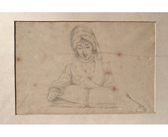 Italian draughtsman (18th-19th century) - Study for a writer. Italian draughtsman (18th-19th century) - Study for a writer.