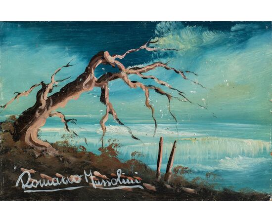 Romano Mussolini (Forlì 1927 - Rome 2006) - Landscape with waterfall.