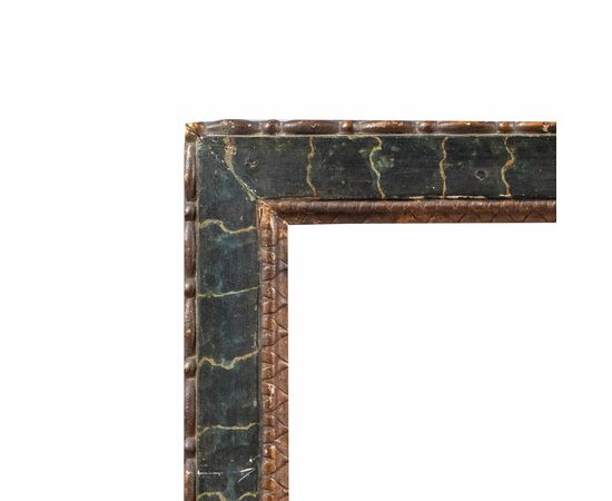 Carved, lacquered, and faux marble painted wooden frame. Italy, 18th century.