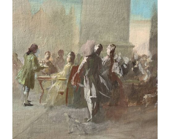 Pittore veneziano (inizi XX sec.) - Carnevale a Venezia in Piazza S. Marco.