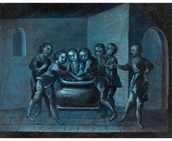 Pittore francese (XVIII sec.) - Giuseppe gettato dai fratelli nella cisterna.
