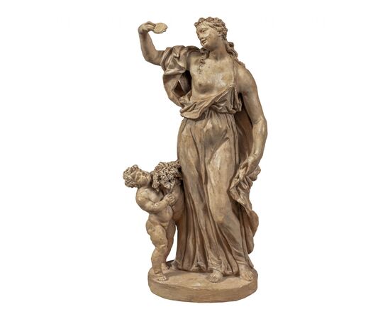 Scultura in terracotta - Allegoria della Vanità. Italia, XVIII secolo. Scultura in terracotta - Allegoria della Vanità. Italia, XVIII secolo.