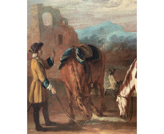 Giuseppe Zais (Forno di Canale 1709 - Treviso 1784) - Paesaggio con cavalieri in sosta. Giuseppe Zais (Forno di Canale 1709 - Treviso 1784) - Paesaggio con cavalieri in sosta.