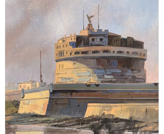 Seguace di Ippolito Caffi (Belluno 1809 - Lissa 1866) - Roma, veduta del Tevere verso Castel Sant’Angelo. Seguace di Ippolito Caffi (Belluno 1809 - Lissa 1866) - Roma, veduta del Tevere verso Castel Sant’Angelo.